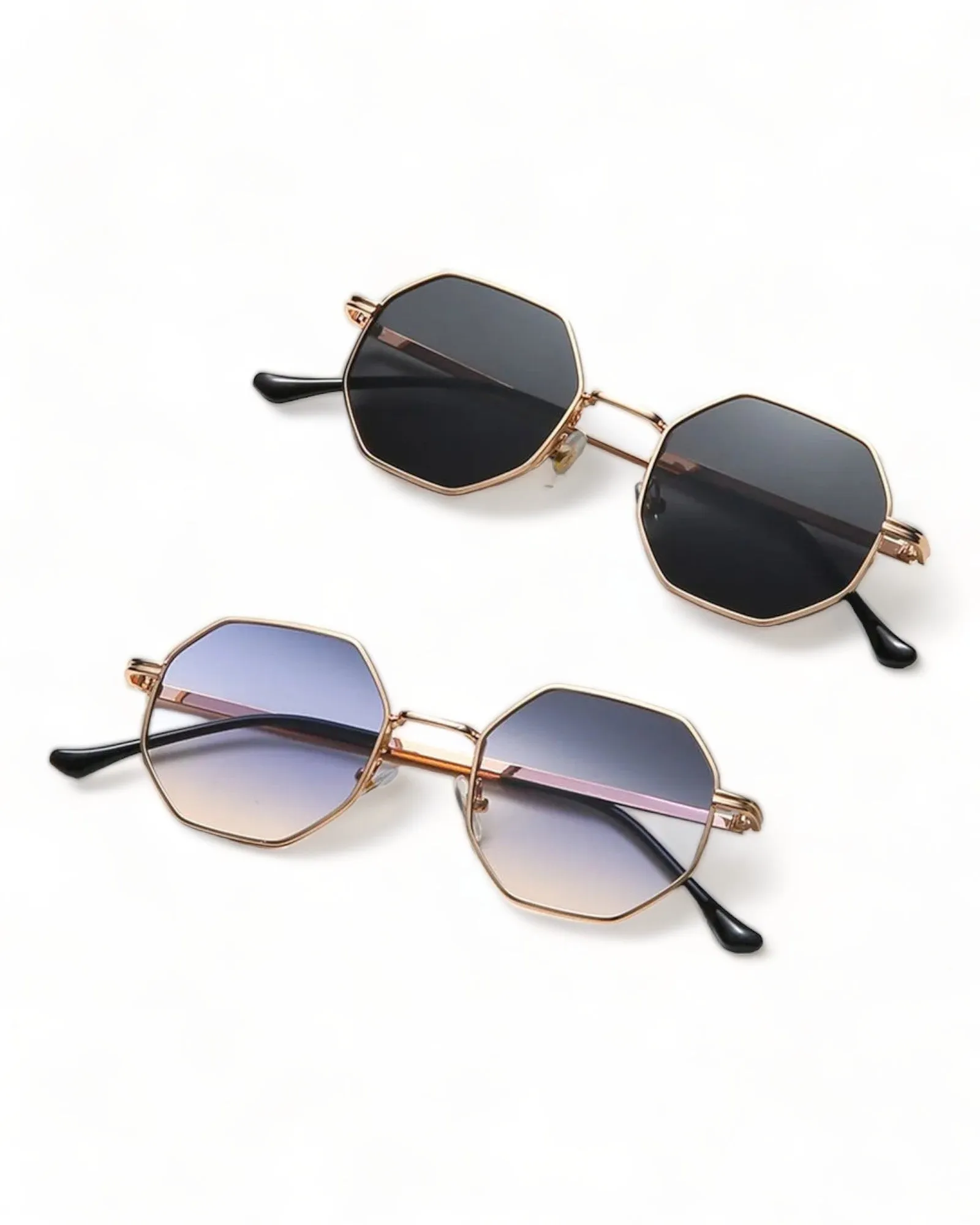 NEW YORK - Octagonal Geometric Metal Frame Sunglasses