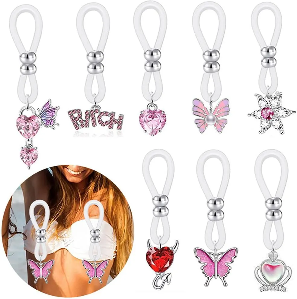Non Piercing Nipple Rings - Adjustable Body Chains, Fake Nipple Jewelry for Women