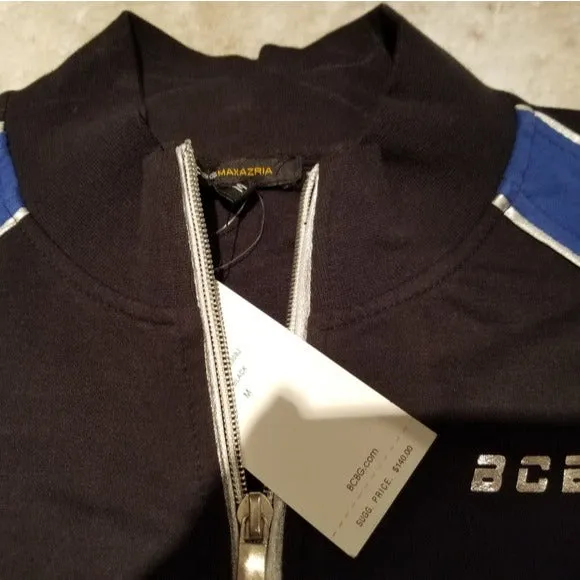 NWT BCBGMaxAzria Black and Blue Performance Zip-Up Size M