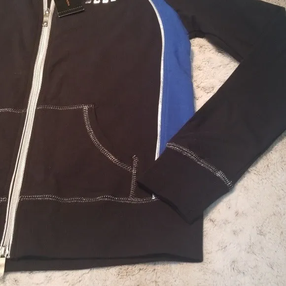 NWT BCBGMaxAzria Black and Blue Performance Zip-Up Size M