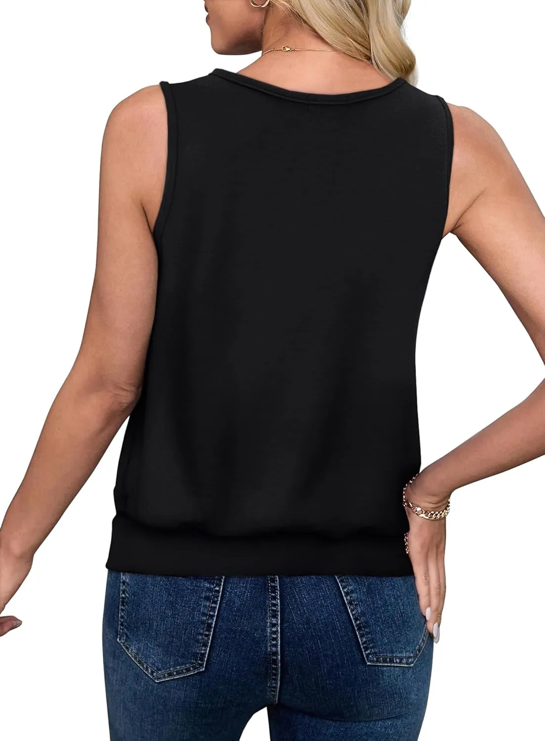 OFEEFAN Womens Tank Tops V Neck Basic Casual Summer Tops Loose Fit Sleeveless Shirts
