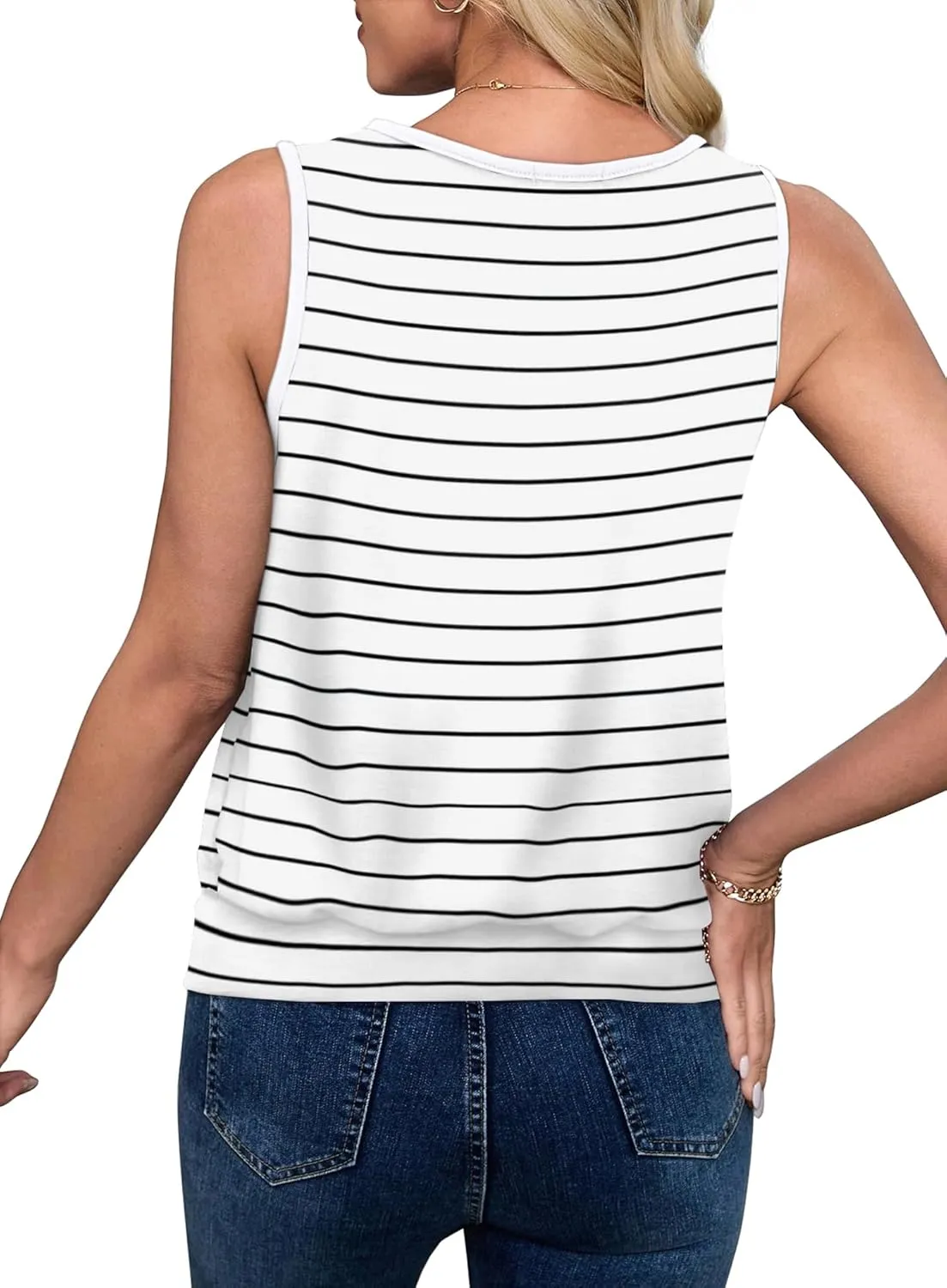 OFEEFAN Womens Tank Tops V Neck Basic Casual Summer Tops Loose Fit Sleeveless Shirts