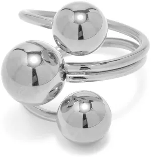 OIDIMS Minimalist Ball Statement Ring for Women Men Gold Plated Stainless Steel Layered 3 Round Balls Open Wrap Finger Rings Comfort Fit Geometric Unique Christmas Birthday Party Jewelry Gift Size 8