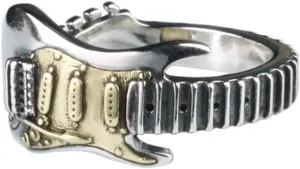 OIDIMS Rock Music Guitar Open Band Ring for Men Women Punk Gothic Statement Adjustable Extendable Knuckle Middle Finger Bands Fashion Hip Hop Biker Jewelry for Dad Comfort Fit
