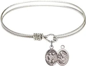 Oval Eye Hook Bangle Bracelet w/St. Cecilia/Marching Band in Sterling Silver