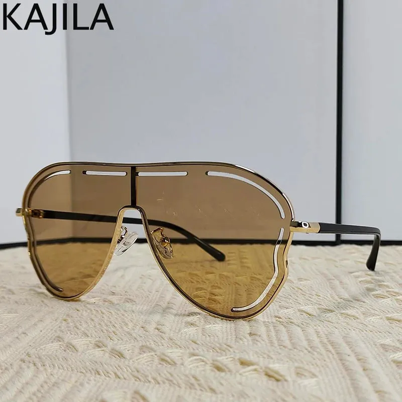 Oversized Hollow One-Piece Luxury Sunglasses