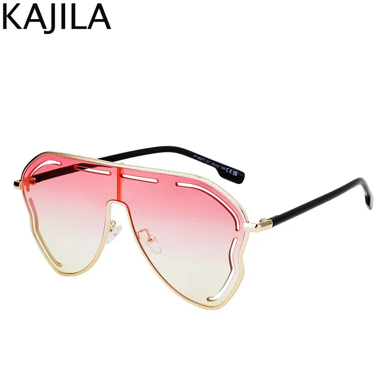 Oversized Hollow One-Piece Luxury Sunglasses