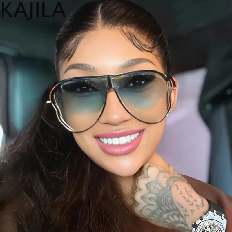 Oversized Hollow One-Piece Luxury Sunglasses