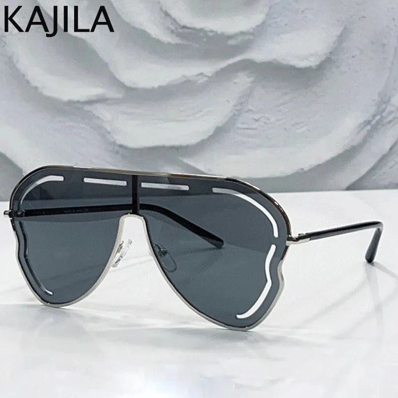 Oversized Hollow One-Piece Luxury Sunglasses