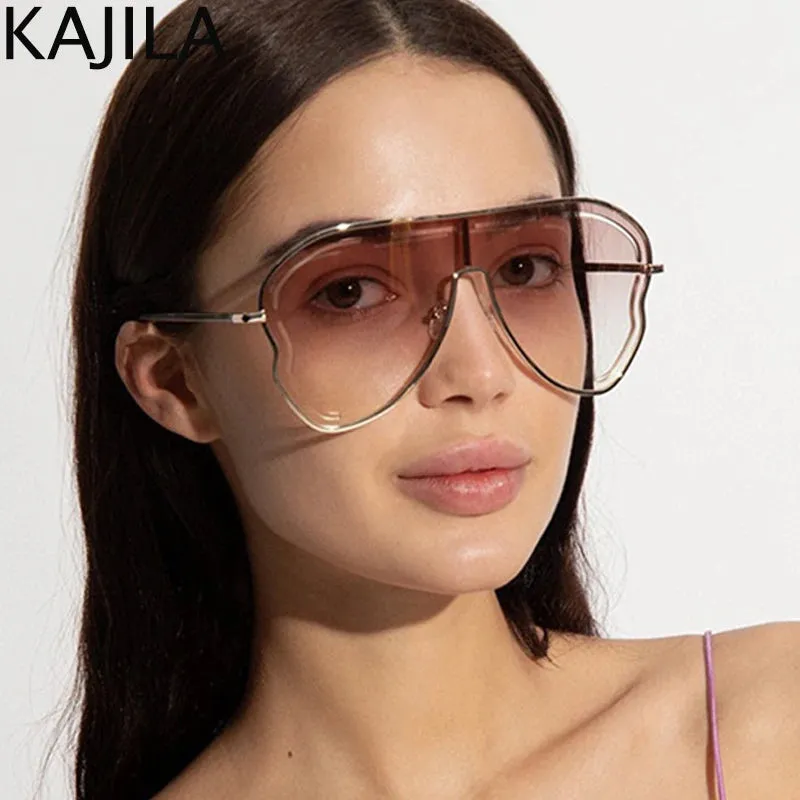 Oversized Hollow One-Piece Luxury Sunglasses