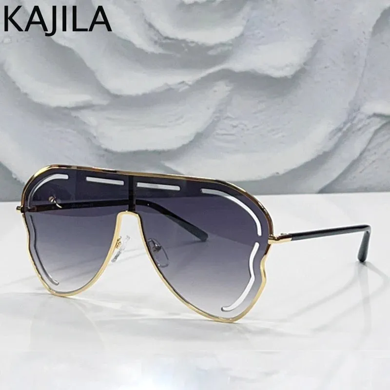 Oversized Hollow One-Piece Luxury Sunglasses