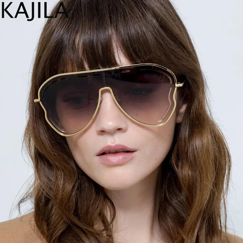 Oversized Hollow One-Piece Luxury Sunglasses