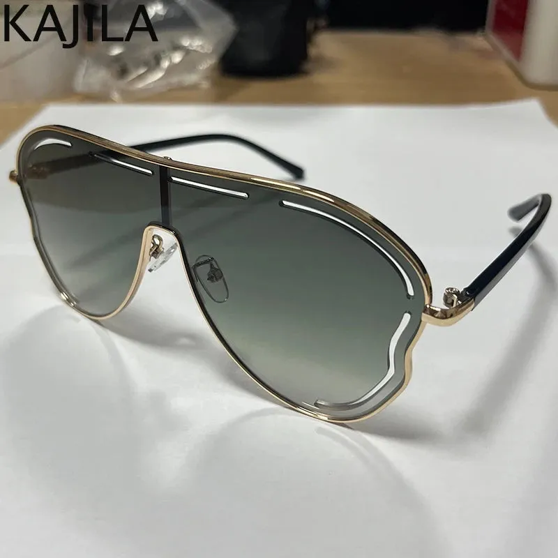 Oversized Hollow One-Piece Luxury Sunglasses