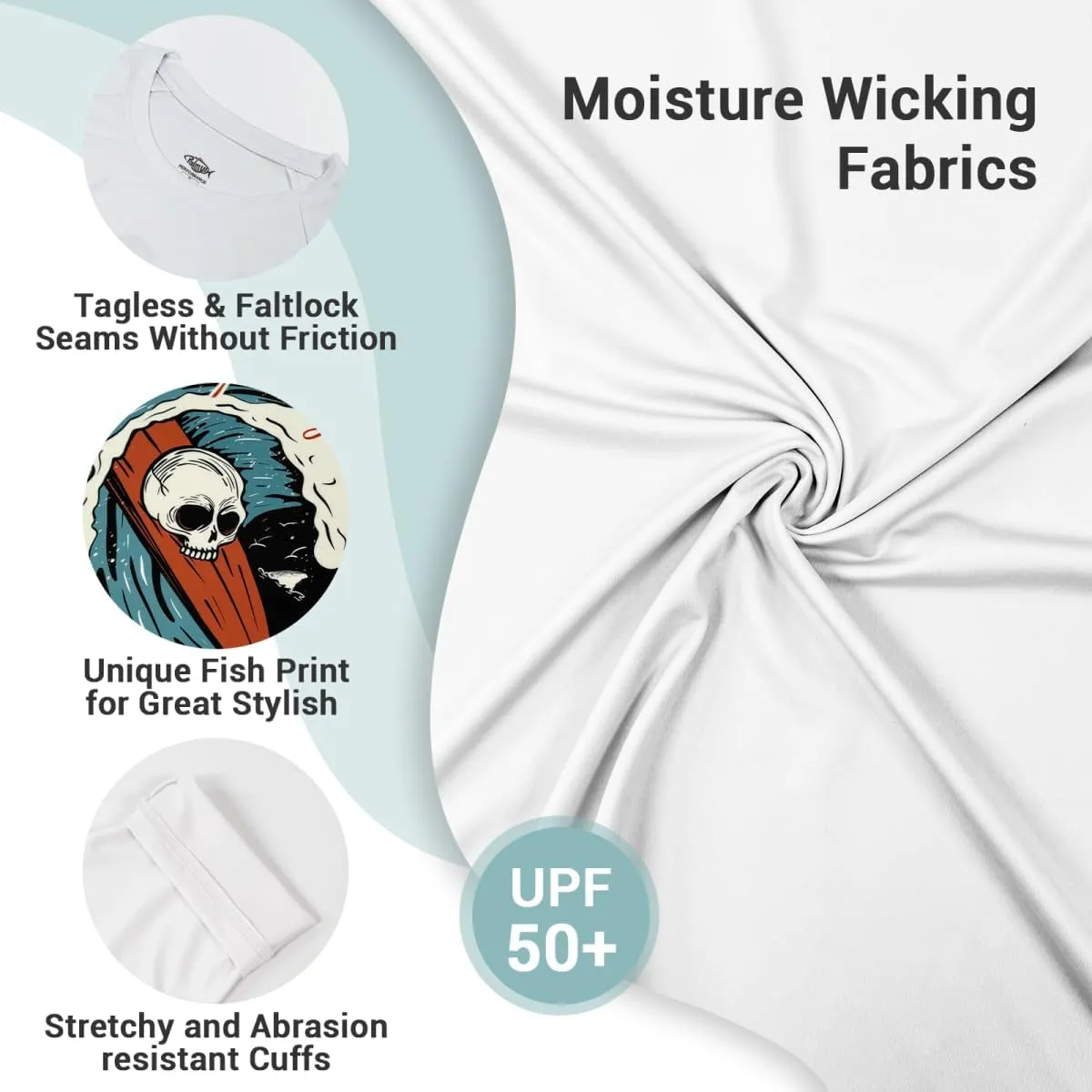 Palmyth Fishing Shirts for Men Long Sleeve Sun Protection Shirts UV UPF 50  T-Shirt Quick Dry