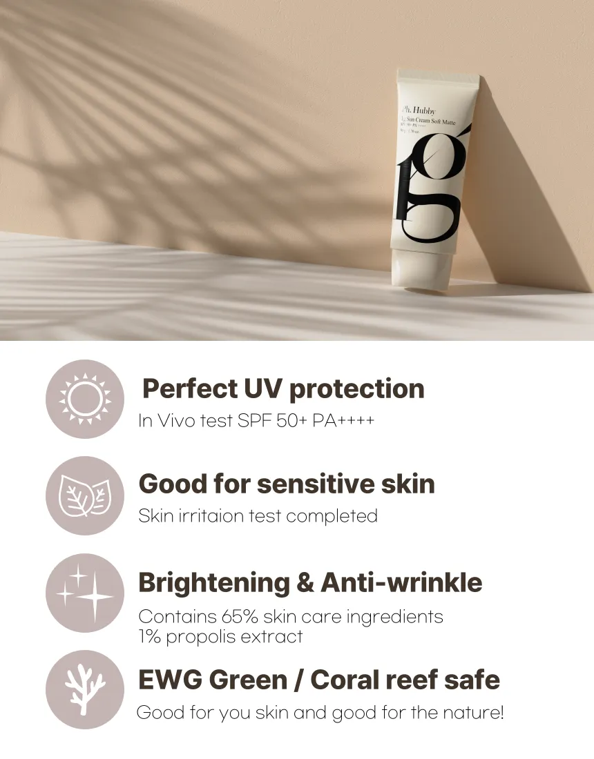 Ph. Hubby 1g Soft Matte Sun Creams Tube Type Whitening SPF50  PA     50ml No White Cast Facial Sunscreens Skincare Sunblock UV Face Body Neck
