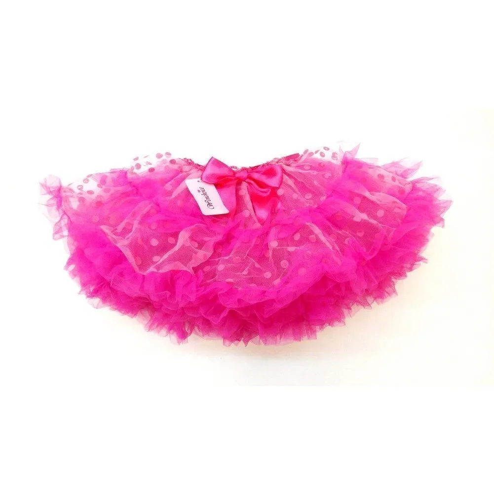 Pink Dots Fluffy Trim Tutu Skirt Girls S-L