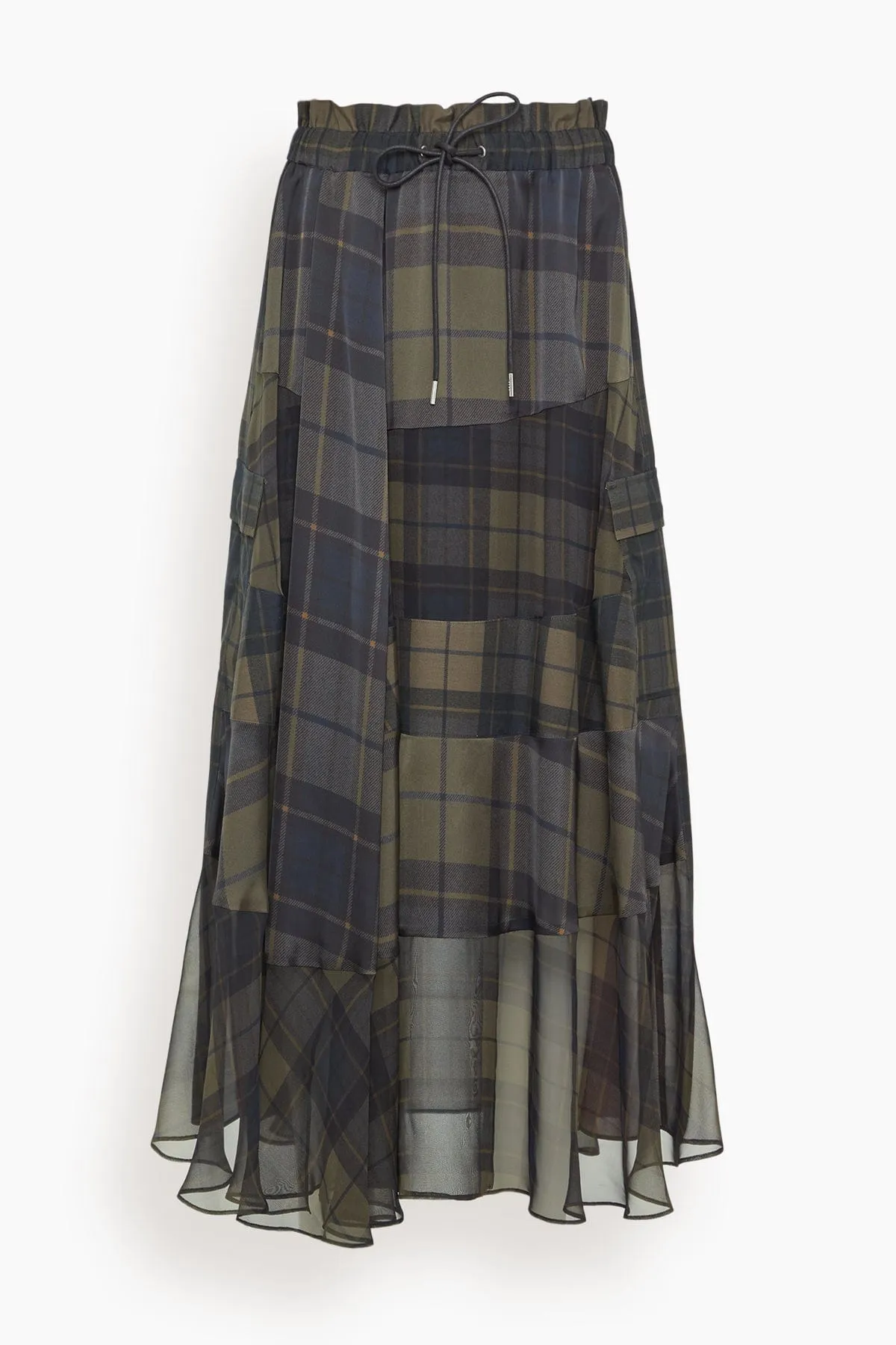Plaid Print Skirt in Khaki x Navy