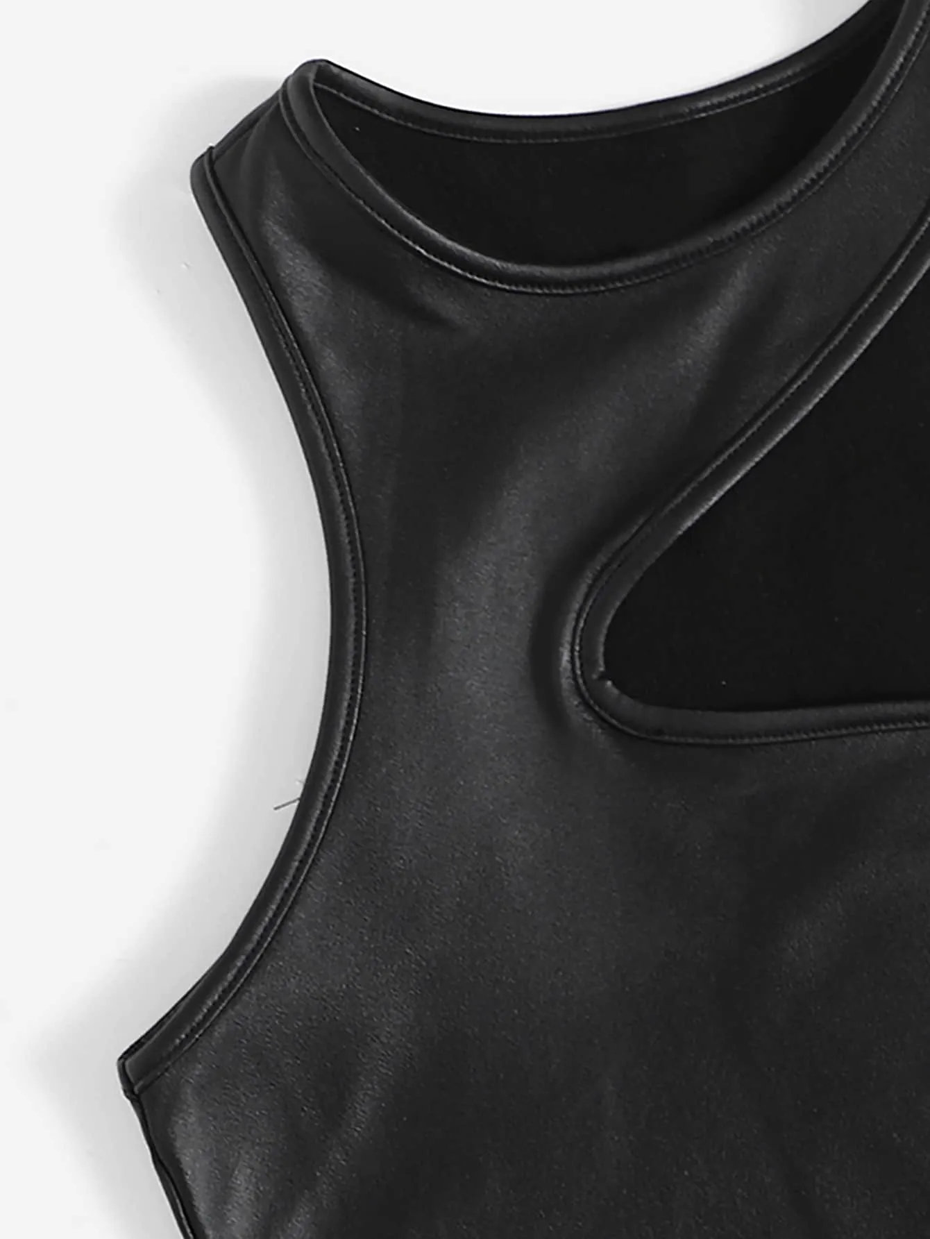 Plain Asymmetrical Round Neck Crop Plus Size Women Top