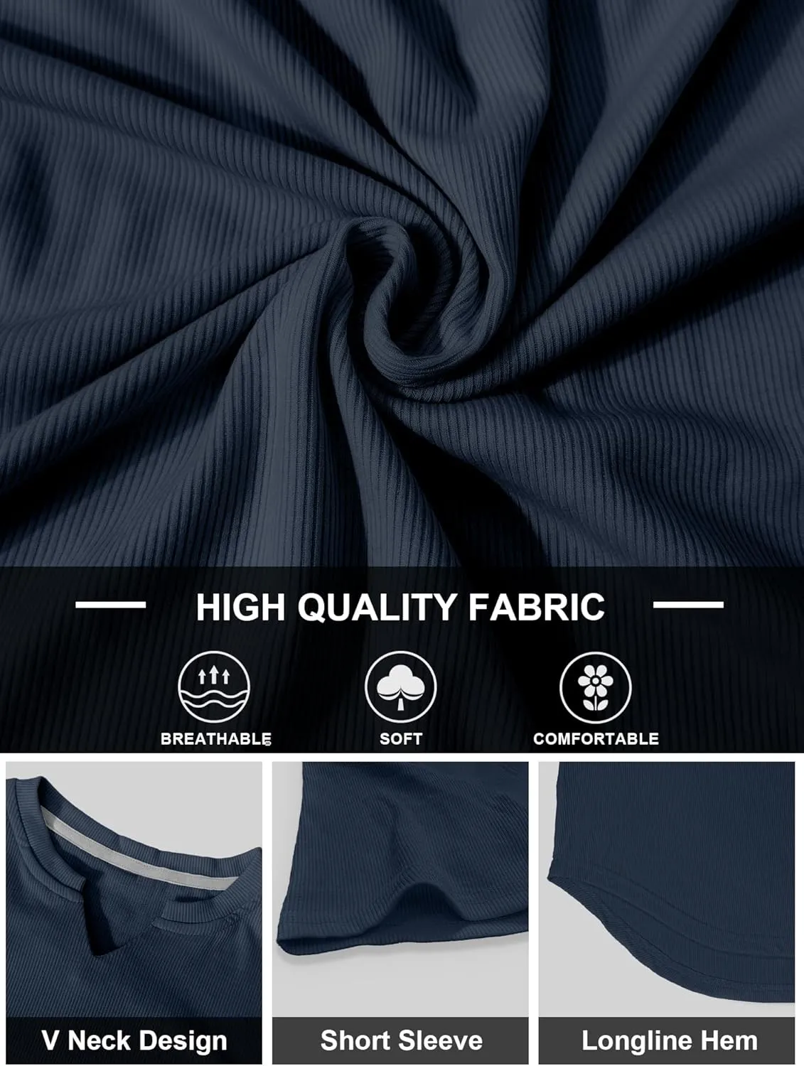 PLEPAN Mens Muscle T Shirts V Neck Short Sleeve Henley Shirt Hipster Longline Gym Workout Athletic Tee Shirts
