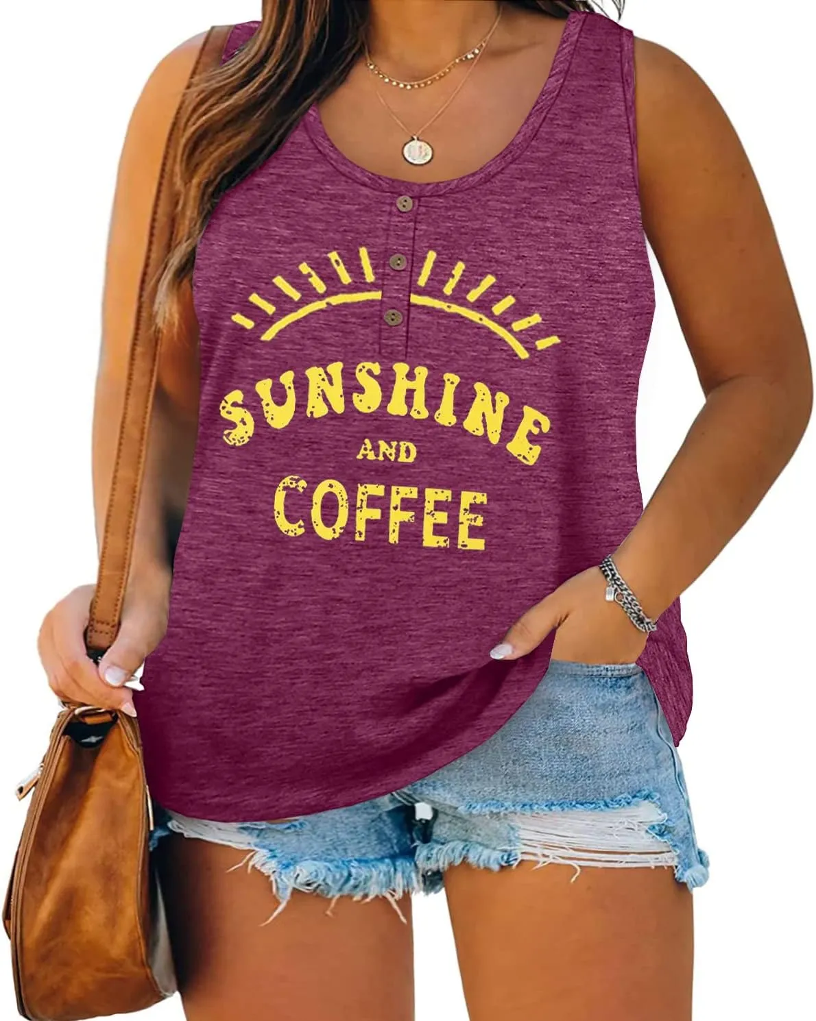 Plus Size Tank Tops for Women Summer Sleeveless Henley T-Shirts Tops Casual Print Tee Tunics Shirts