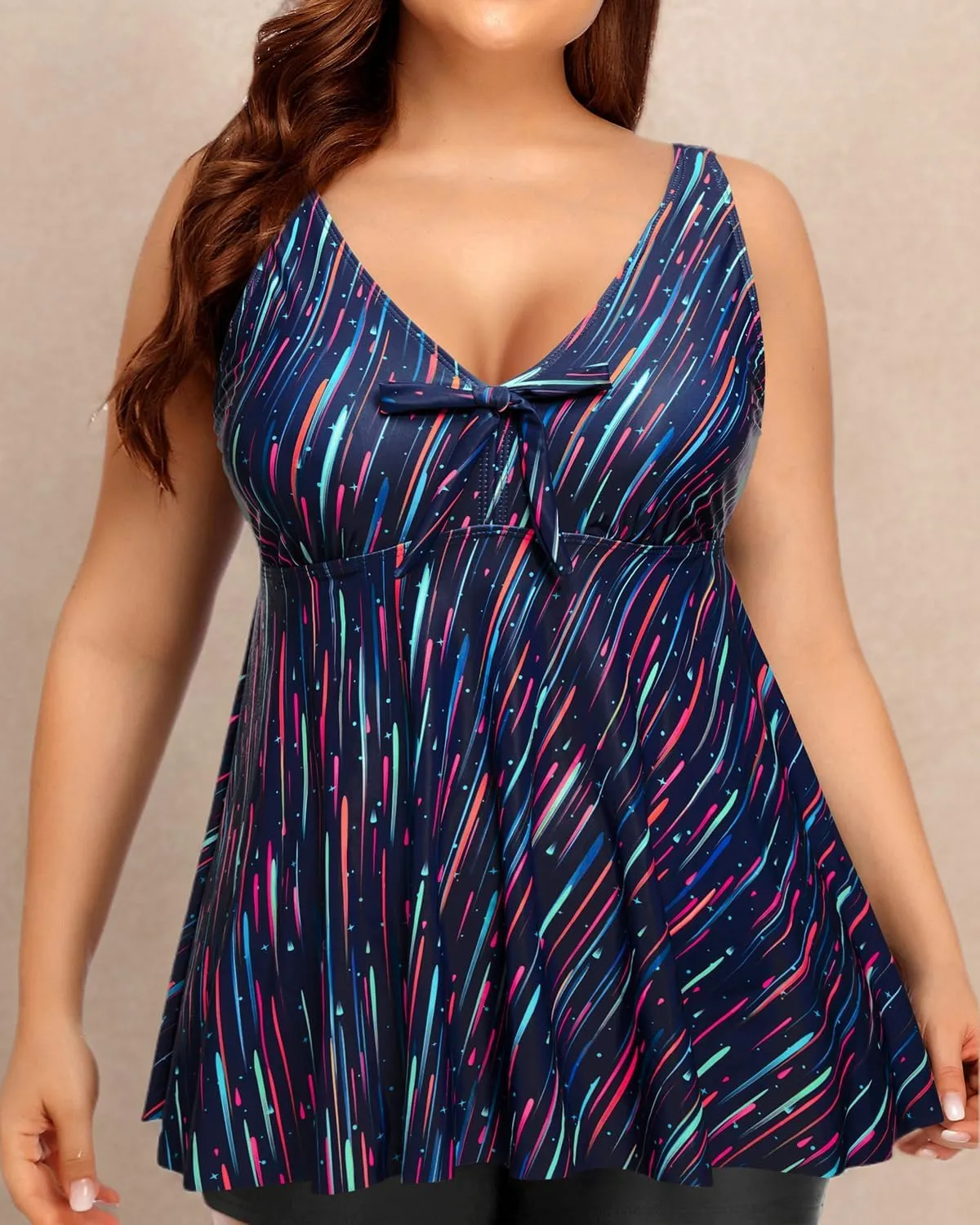 Plus Size Tankini Tops for Women Only - Flowy Bathing Suits Tops Modest Swimsuit No Bottom