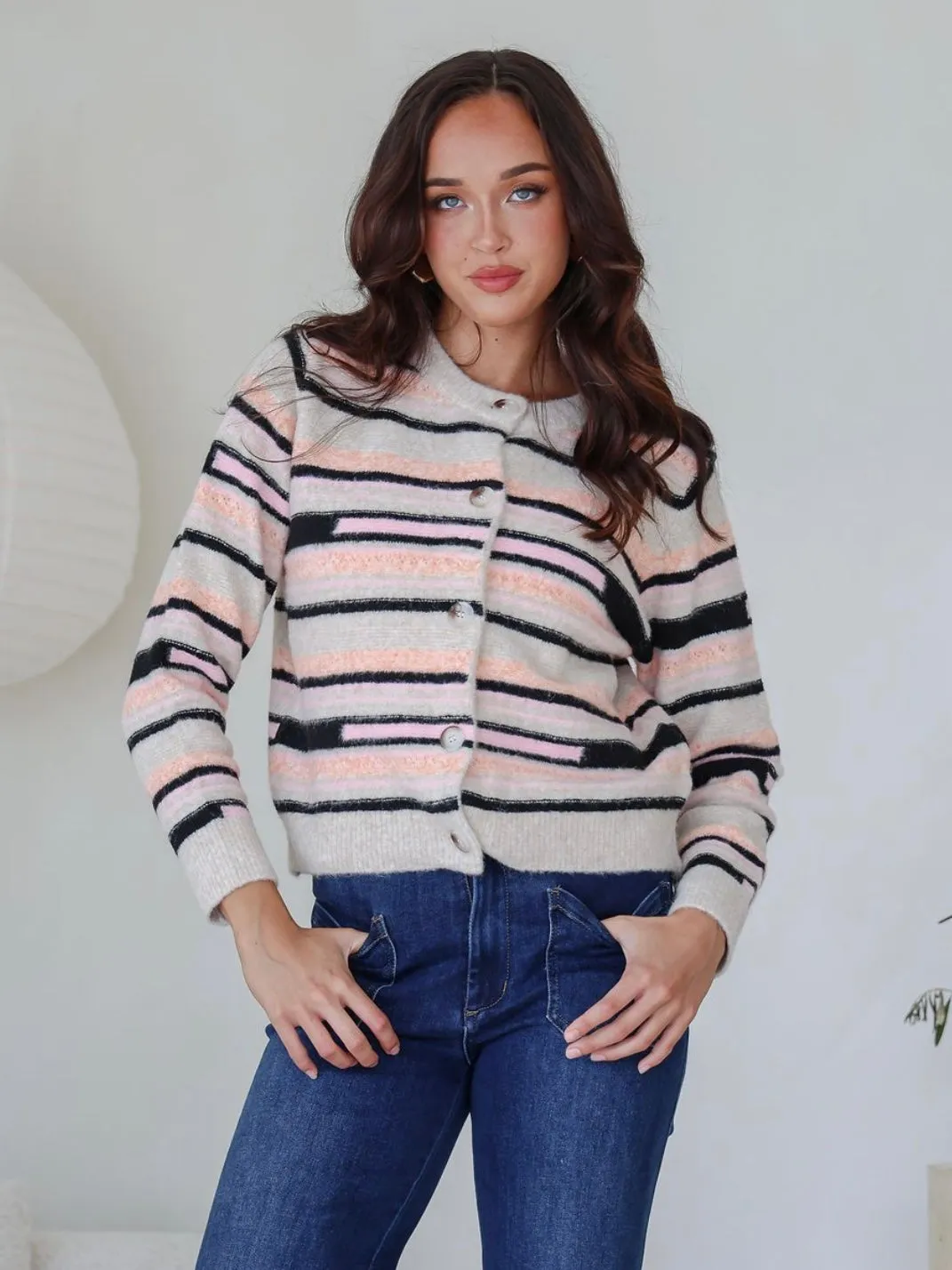 Pre Order : Multi Stripe Cardigan : ETA 17/4