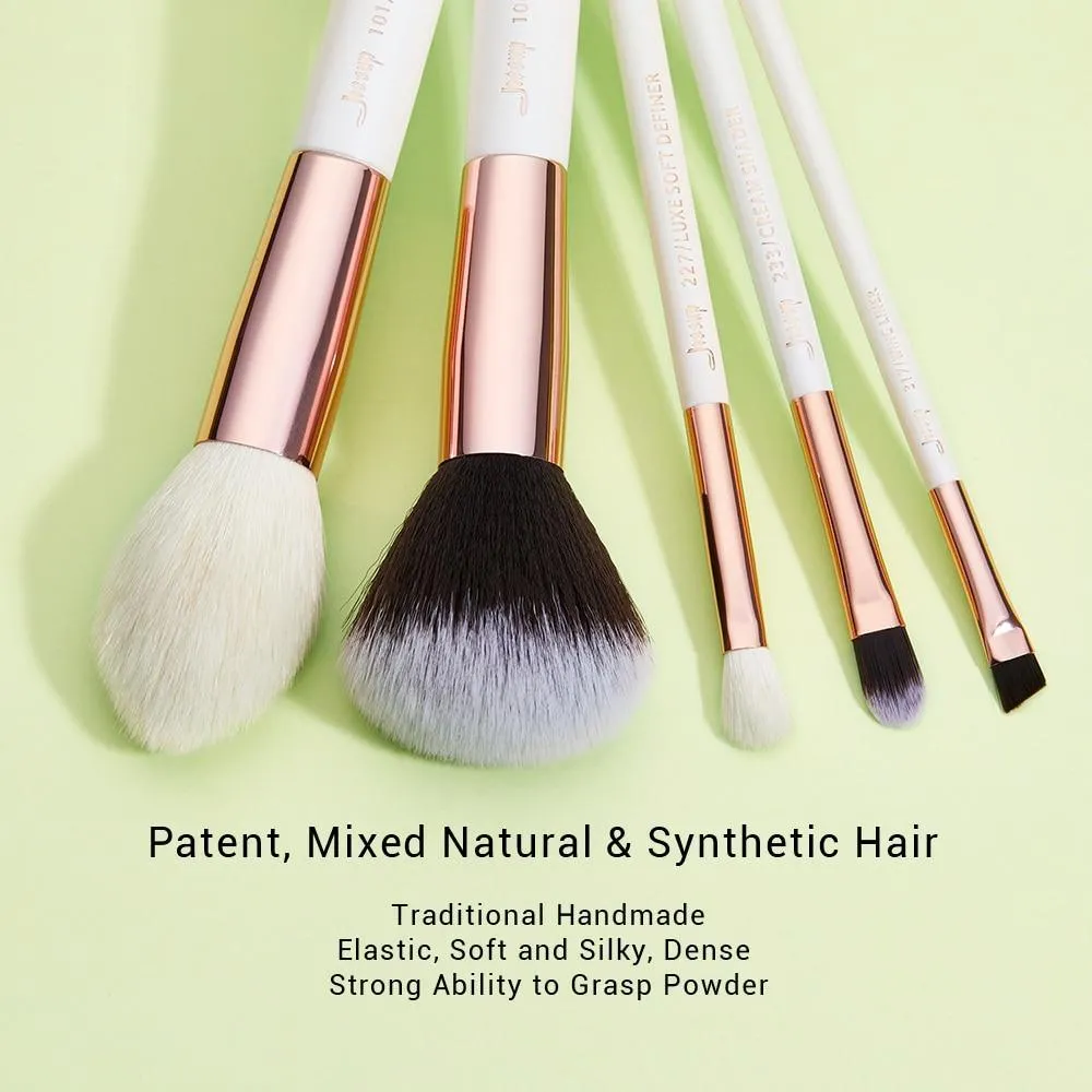 Professional Rose-Gold/White Makeup Brushes Set 15 Pcs