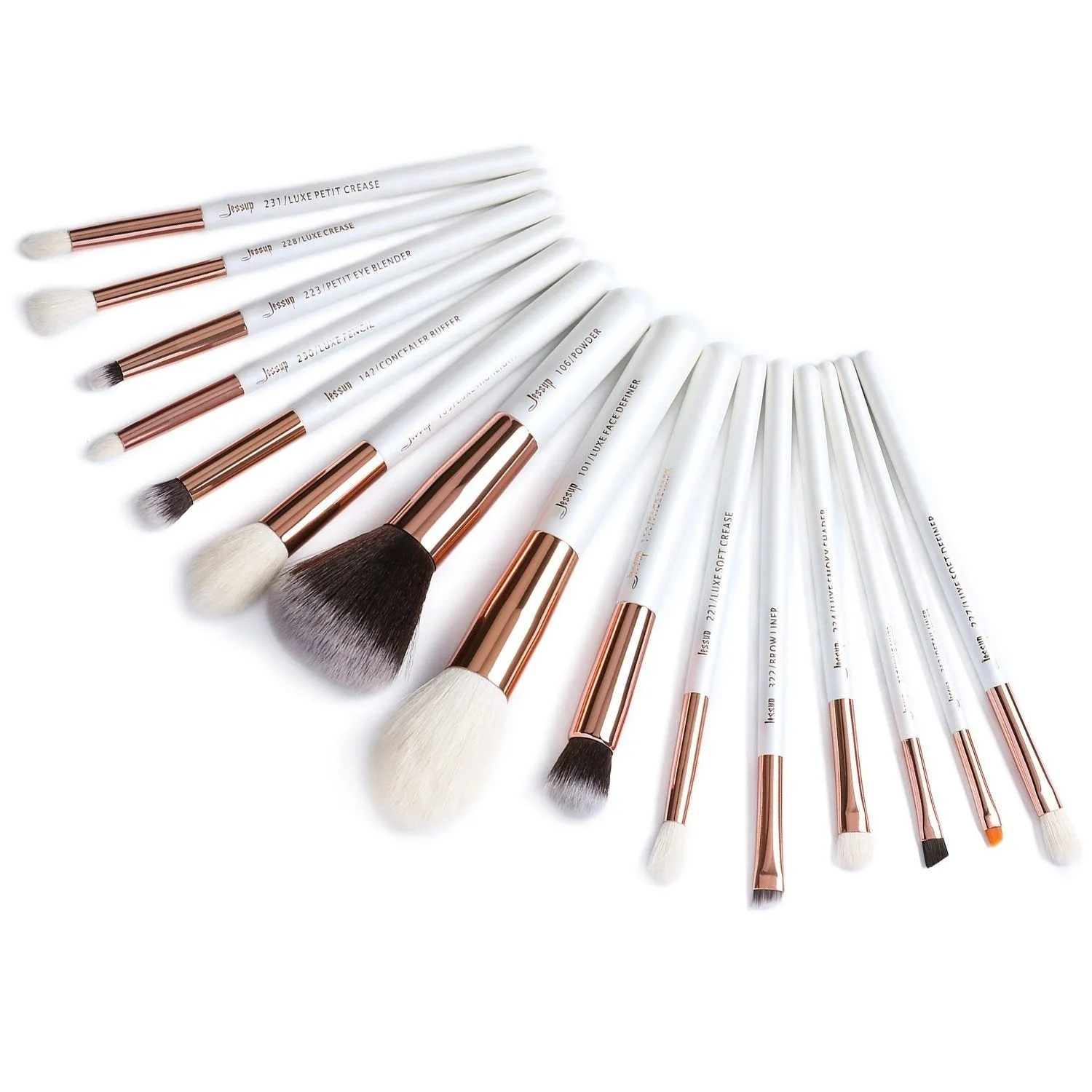 Professional Rose-Gold/White Makeup Brushes Set 15 Pcs