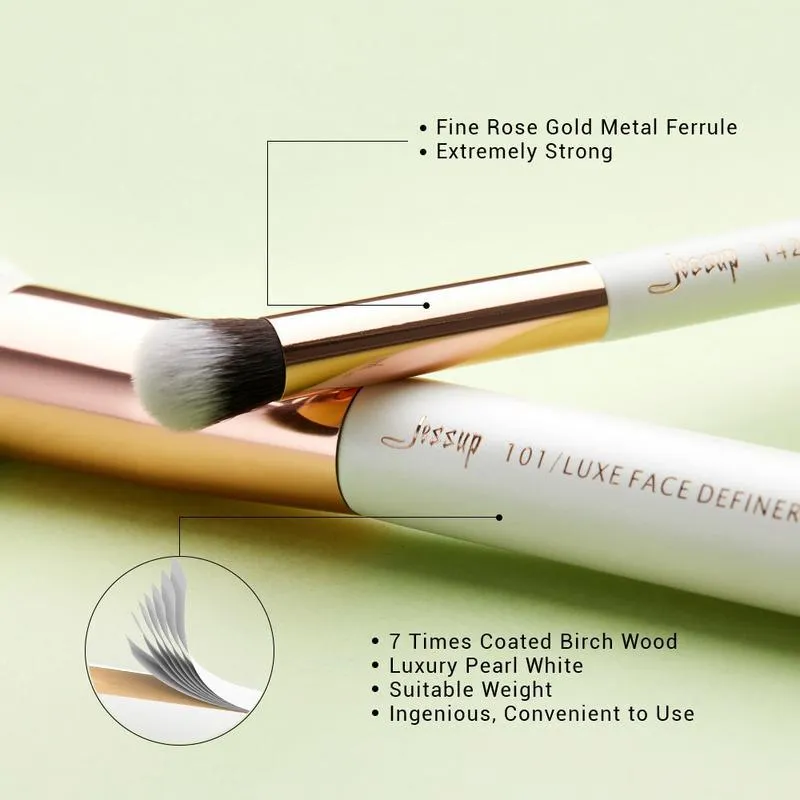 Professional Rose-Gold/White Makeup Brushes Set 15 Pcs