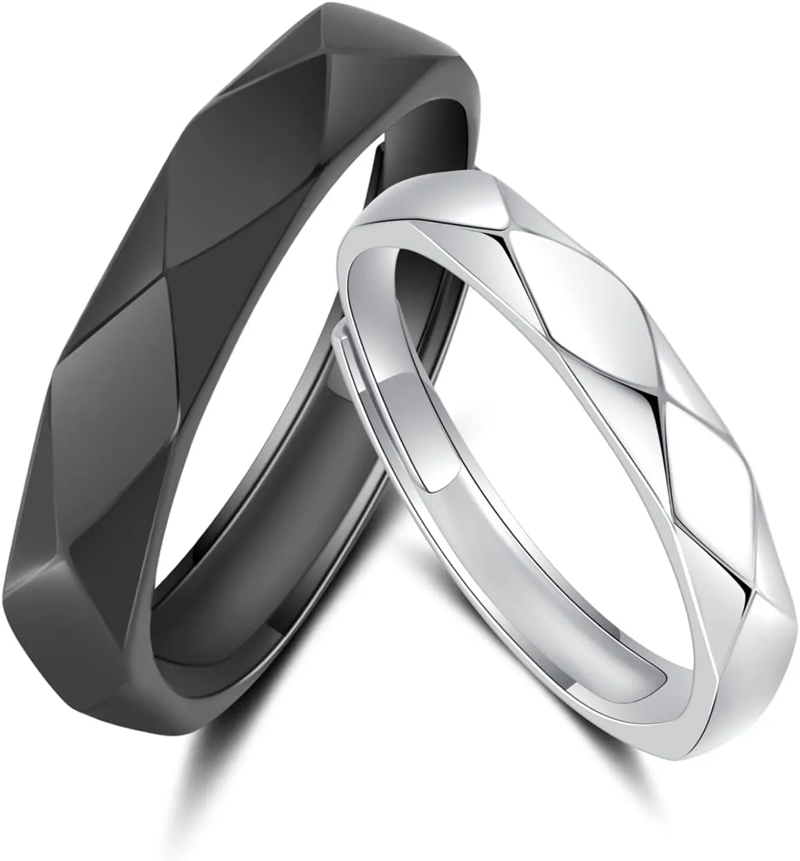 Promise Rings for Couples Wedding Engagement Band Matching Ring Sterling Silver Adjustable Him and Her Jewelry