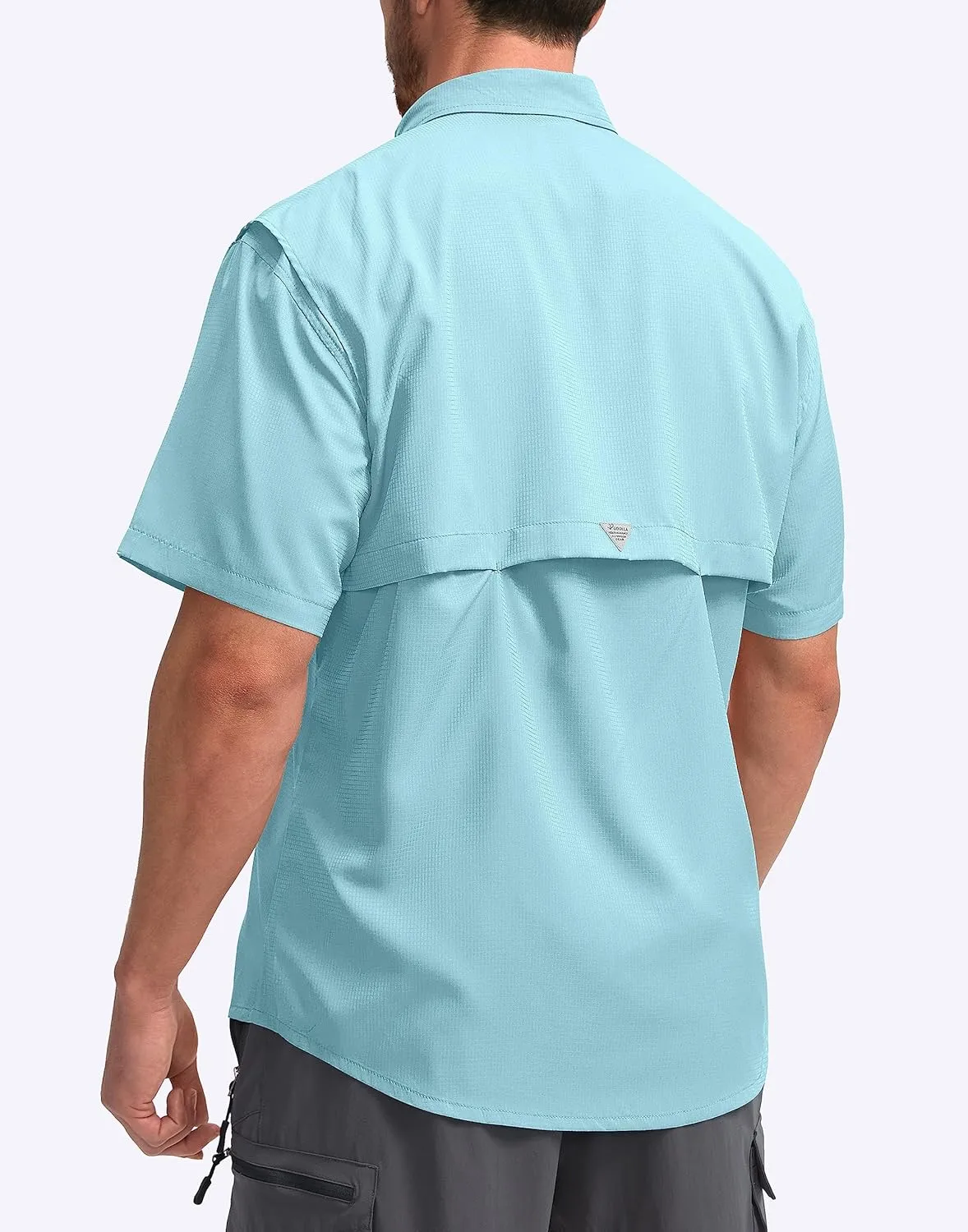 Pudolla Men's Fishing Shirts with Short Sleeves, Summer Travel Work Shirts, Button Down with UPF50  and Zipper Pockets