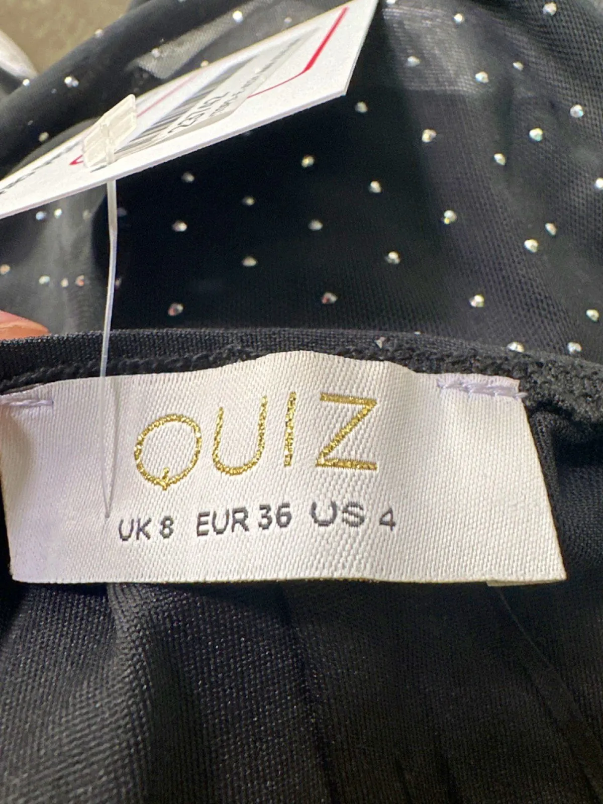 Quiz Black Embellished Bodysuit UK 8