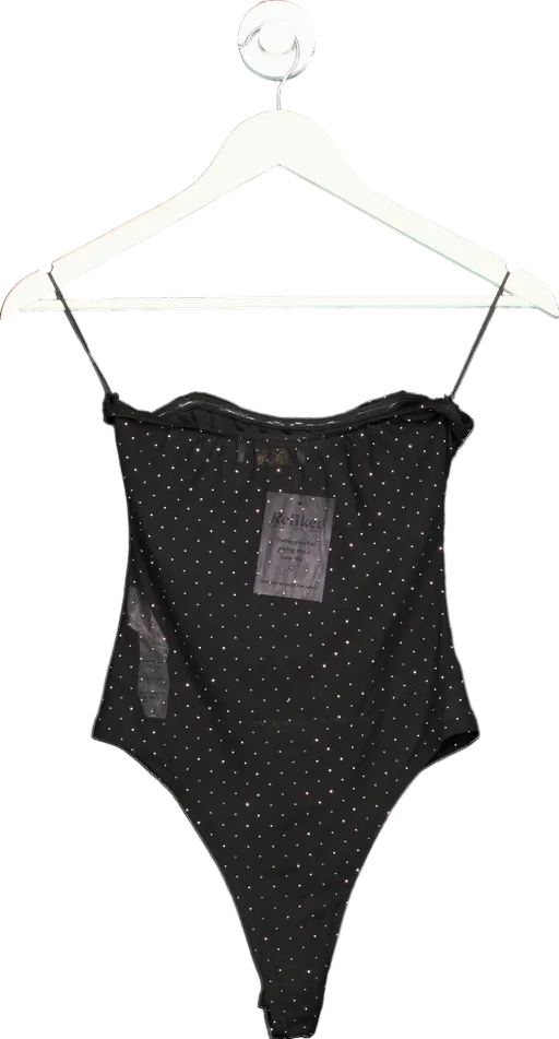 Quiz Black Embellished Bodysuit UK 8