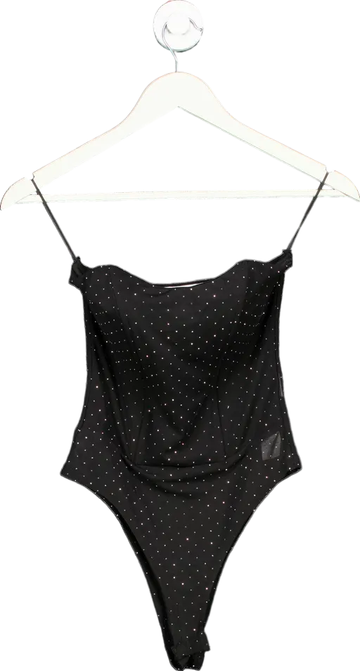 Quiz Black Embellished Bodysuit UK 8