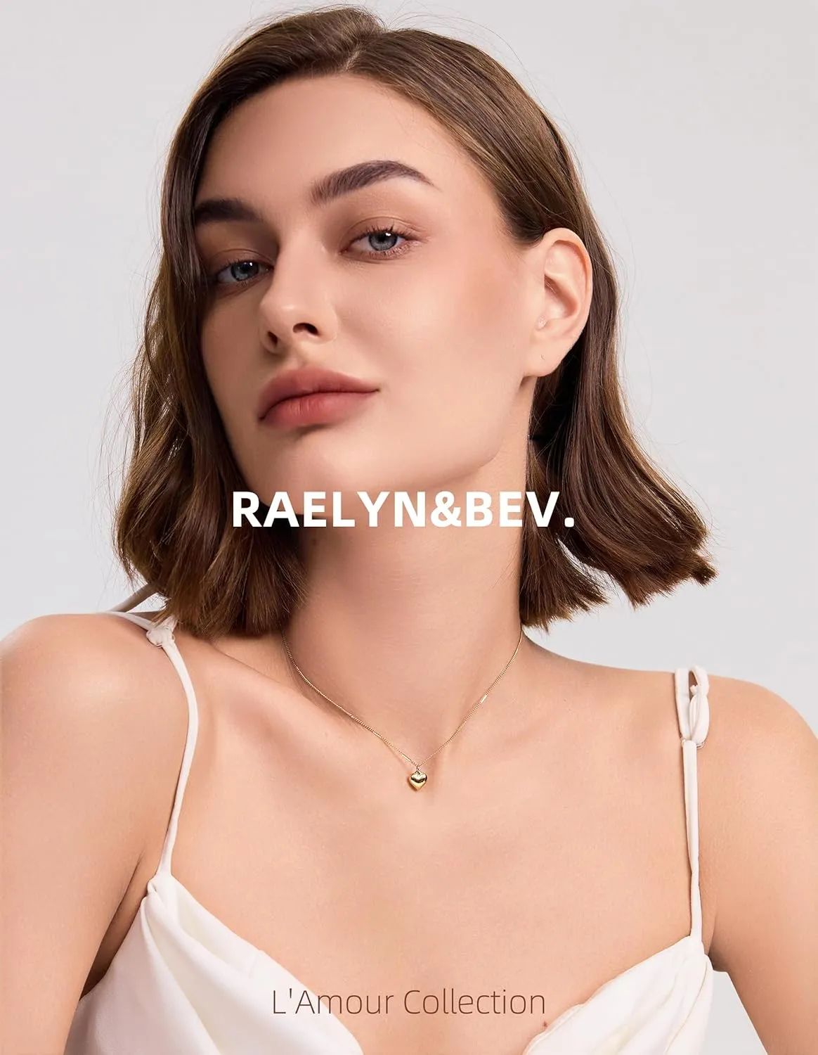 Raelyn&Bev. L'Amour Collection Jewelery,Heart Pendant Necklace,Choker Necklaces For Women, Girls with Polishing Cloth and Velvet Drawstring Bag
