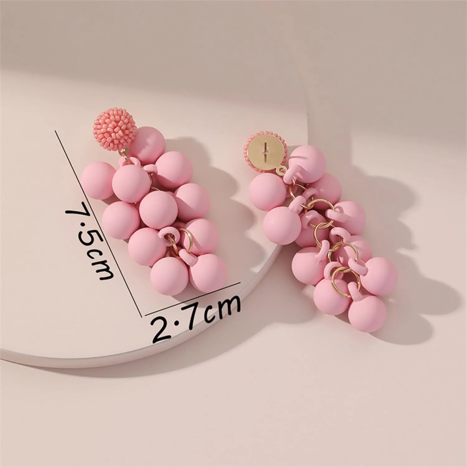 Rainbow Acrylic Ball Colorful Grape Shape Long Dangle Earrings for Women Tassel Statement Fruit Drop Earrings
