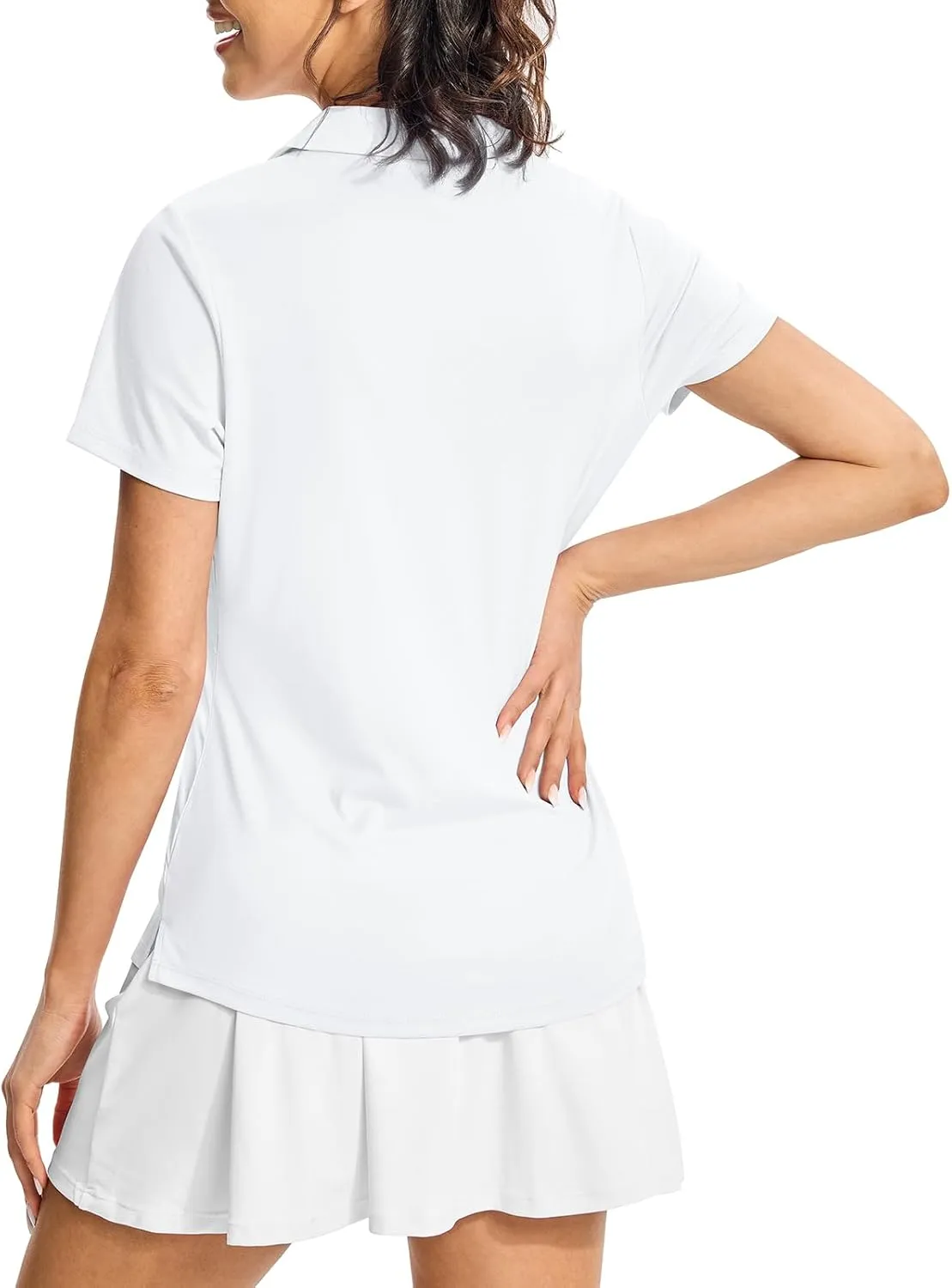 Rdruko Women's Golf Polo Shirts Dry Fit Collared Tennis Casual Work Shirts V Neck Moisture Wicking Short Sleeve