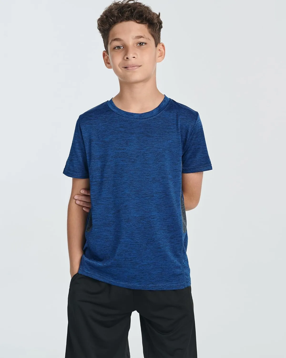 Real Essentials 5 Pack: Youth Dry-Fit Wicking Active Athletic Performance Short Sleeve T-Shirt Boys & Girls Shirts