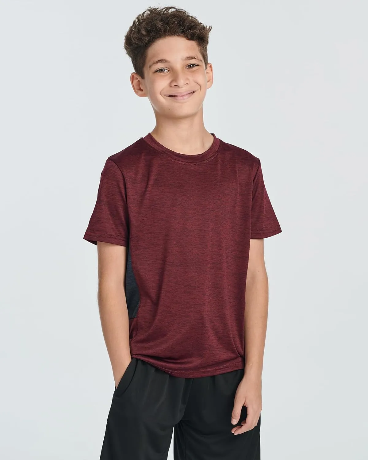 Real Essentials 5 Pack: Youth Dry-Fit Wicking Active Athletic Performance Short Sleeve T-Shirt Boys & Girls Shirts