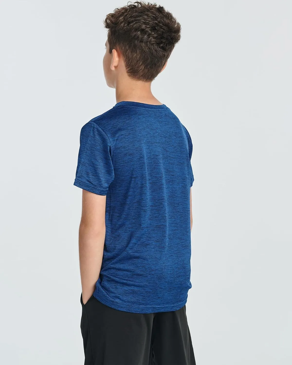 Real Essentials 5 Pack: Youth Dry-Fit Wicking Active Athletic Performance Short Sleeve T-Shirt Boys & Girls Shirts