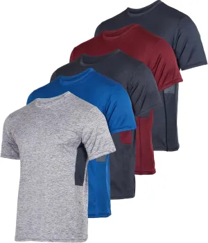 Real Essentials 5 Pack: Youth Dry-Fit Wicking Active Athletic Performance Short Sleeve T-Shirt Boys & Girls Shirts