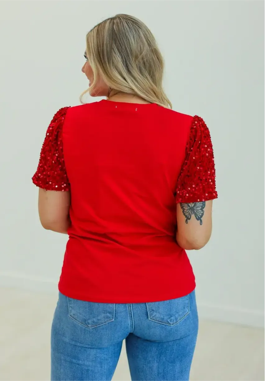 Red Sequin Christmas Tree Top