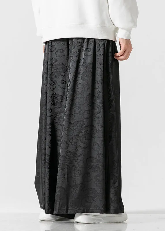 Retro Style Loose Royal Blue Wide Leg Skirt Pants For Men's Summer SA063