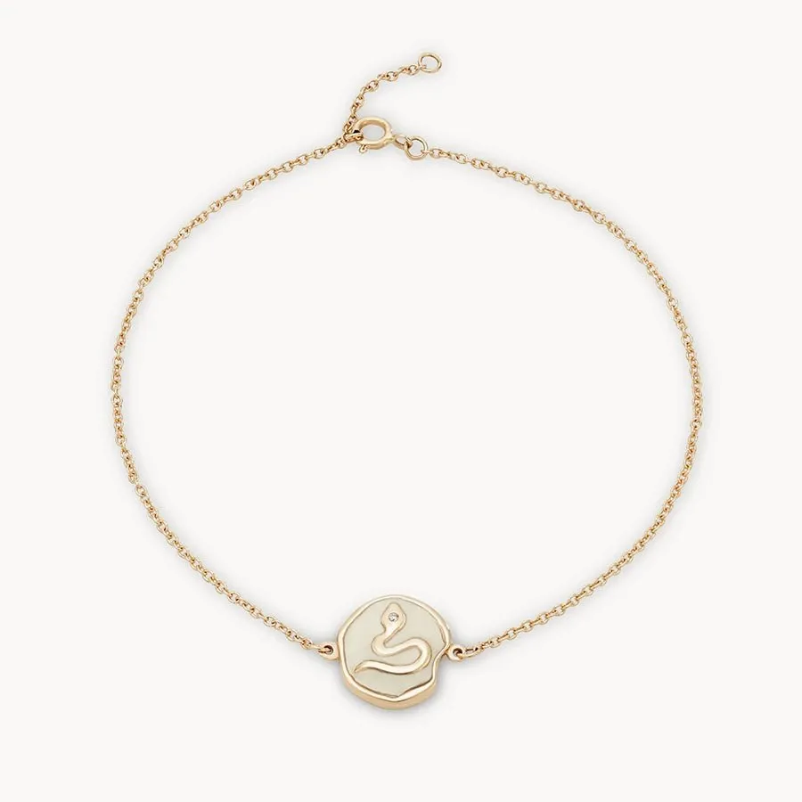 revival snake enamel bracelet - 14k yellow gold, diamond