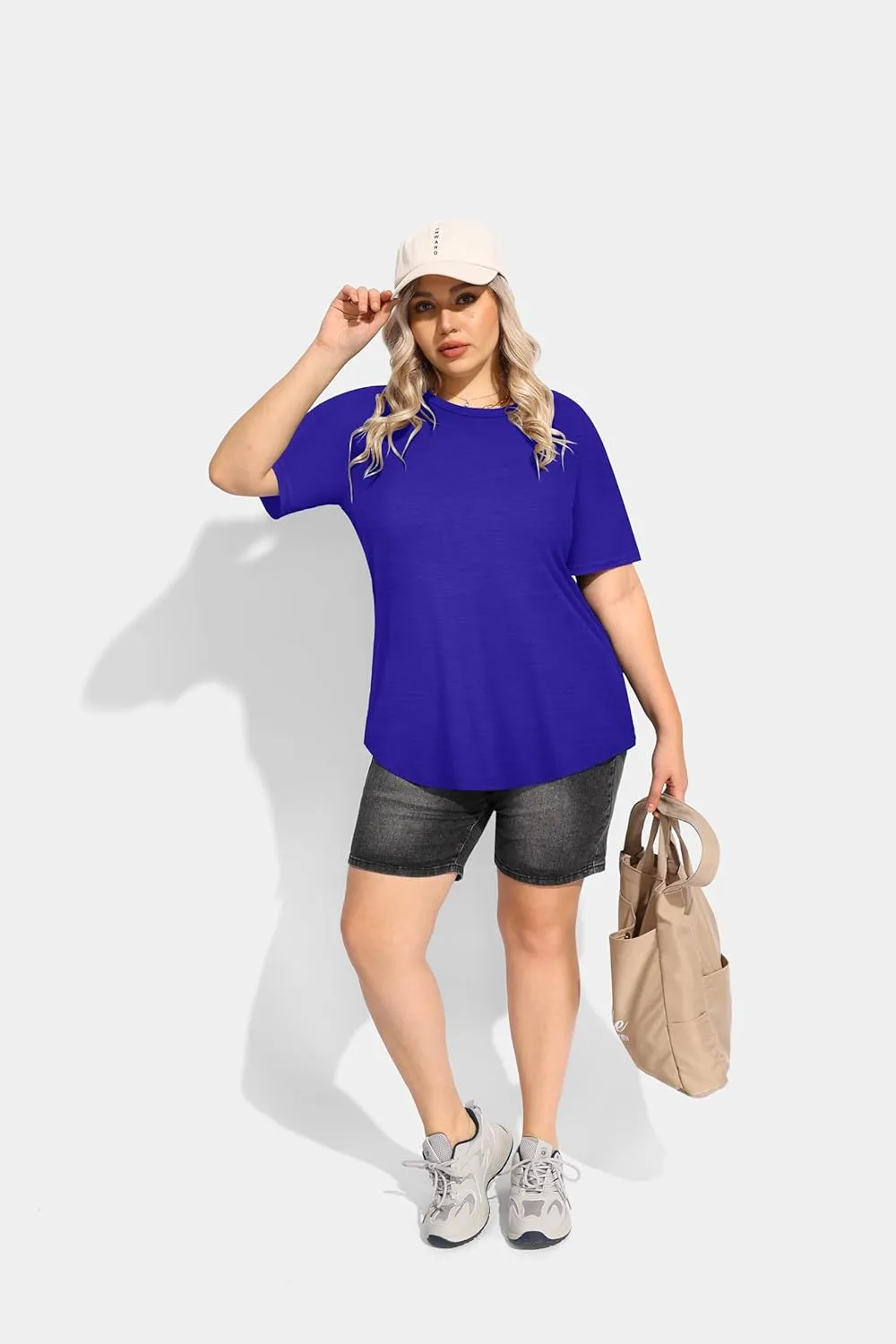 RITERA Women's Plus Size Crewneck Tops Short Sleeve Oversized T Shirt for Women Spring Summer XL 5XL