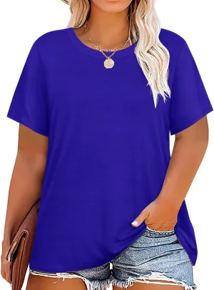 RITERA Women's Plus Size Crewneck Tops Short Sleeve Oversized T Shirt for Women Spring Summer XL 5XL