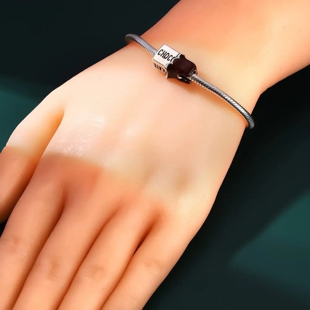 Rose Gold Coffee Cup Charms Fits Pandora Bracelet 925 Sterling Silver Red Wine Glass Chocolate Candy Clock Vacation Charms Jewelry Gifts for Women
