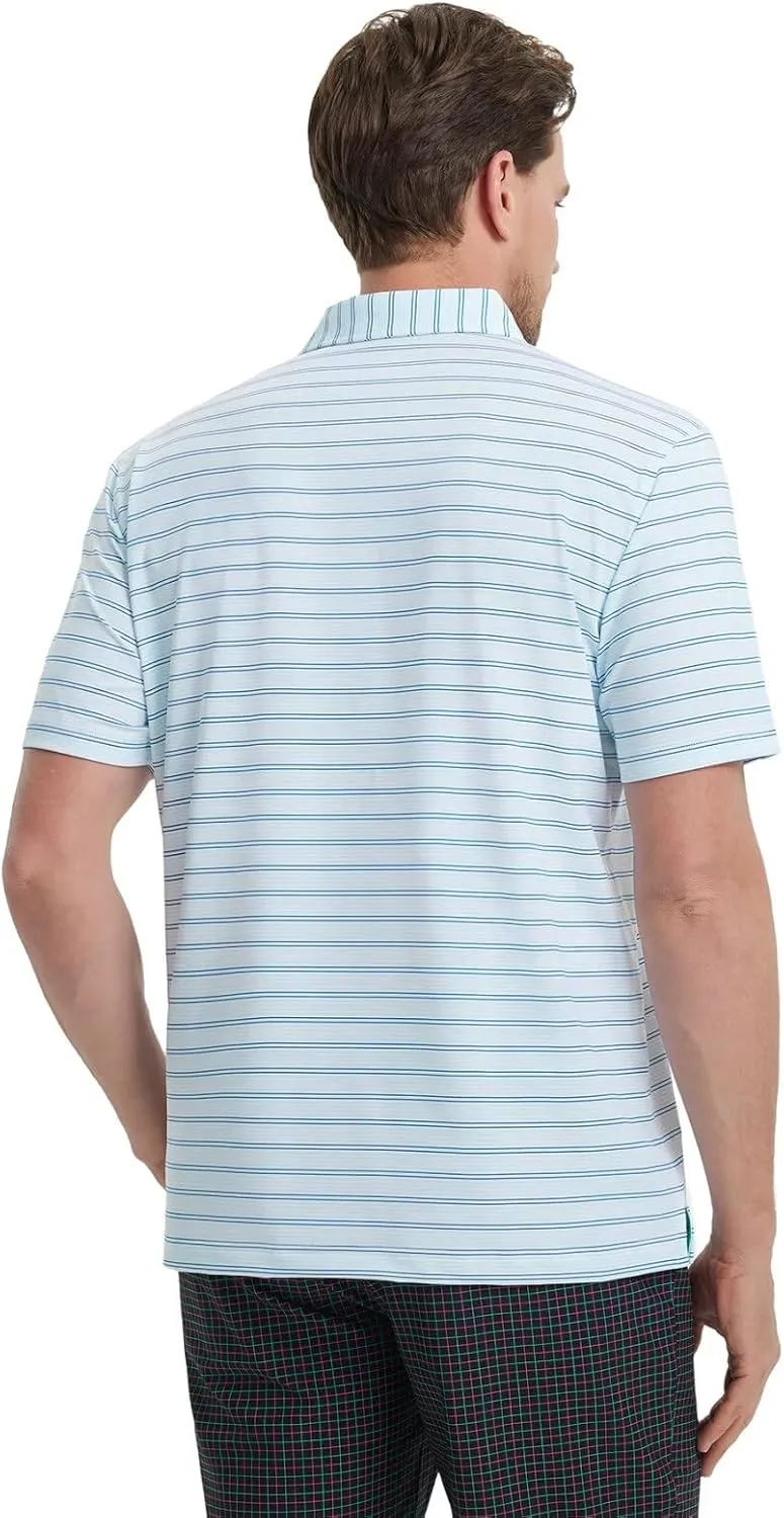 Rouen Men's Polo Shirts Short Sleeve Dry Fit Performance Wicking Moisture Causal Striped Collared Golf Shirts for Men