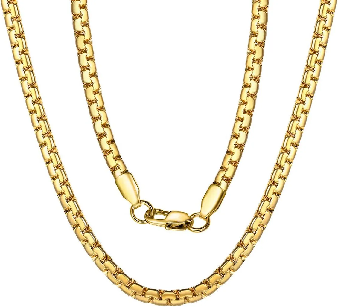 Round Chain 20inch 4mm Lobster Clasp 18K Gold Filled Neck Chains Gift