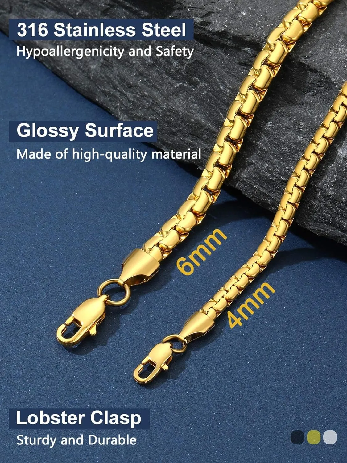 Round Chain 20inch 4mm Lobster Clasp 18K Gold Filled Neck Chains Gift